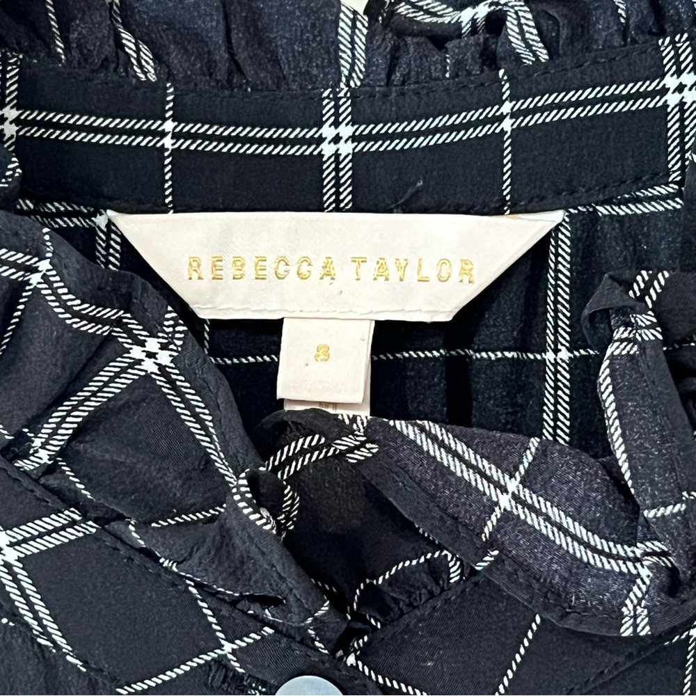 Rebecca Taylor Black Sleeveless Plaid Silk Jumpsuit US 8 ($495) - Picture 7 of 9